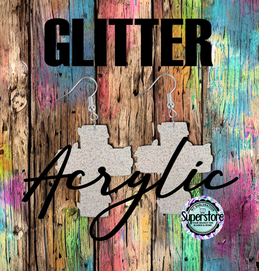 Glitter Acrylic Cross with lights -  Earrings - 5 & 10 pairs 1.5 & 2 inch size - Sublimation Acrylic