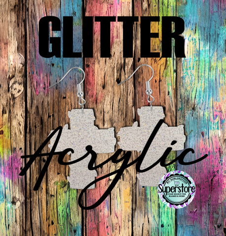 Glitter Acrylic Cross with lights -  Earrings - 5 & 10 pairs 1.5 & 2 inch size - Sublimation Acrylic