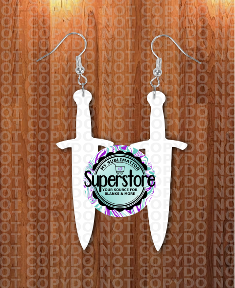 Dagger earrings 2 sizes  1.5 / 2 inch -  BULK PURCHASE 10pair - Single sided MDF