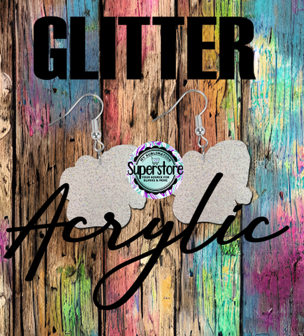 Glitter Acrylic Santa Hat Dog Paw -  Earrings - 5 & 10 pairs 1.5 & 2 inch size - Sublimation Acrylic