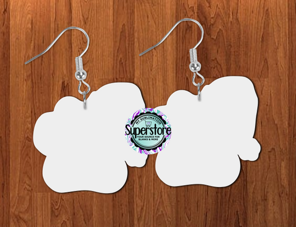 Santa Hat Dog Paw earrings size 1 inch, 1.5 inch or 2 inch MDF - BULK PURCHASE 10pair