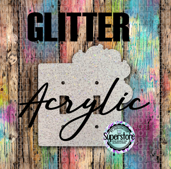 Glitter Acrylic - Double Light Switch Cover - Bulb - Sublimation Acrylic