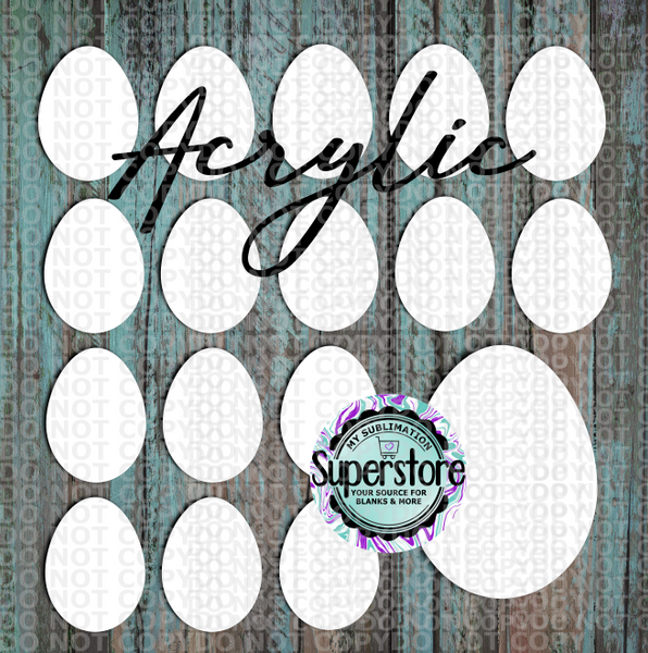Acrylic Egg - 10 or 20 count 1.5 & 2 inch size - Sublimation Acrylic