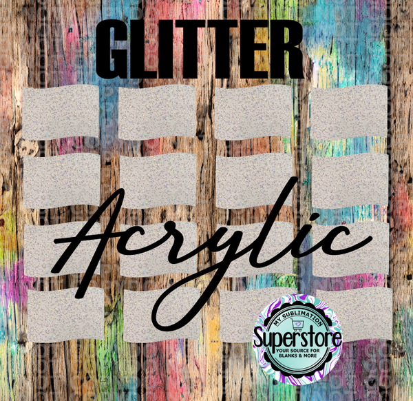 Glitter Acrylic Flag - 10 or 20 count 1.5 & 2 inch size - Sublimation Acrylic