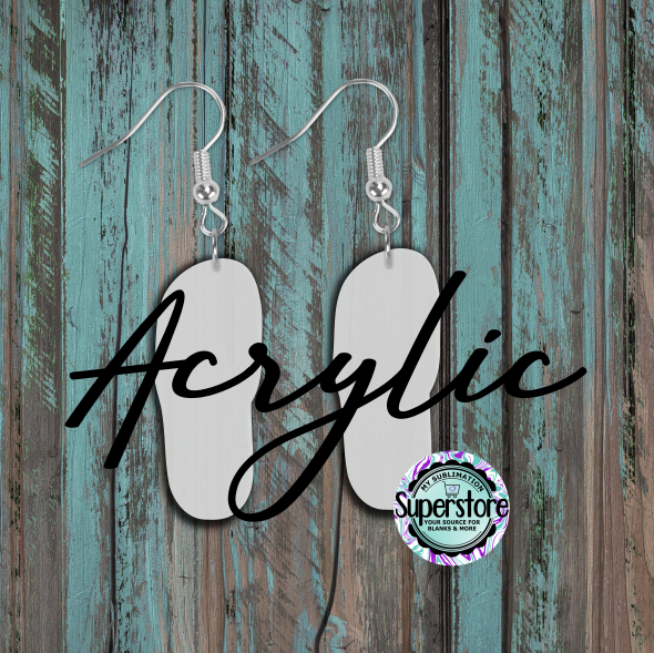 Clear Acrylic Flip Flop  Earrings -  5 & 10 pairs 1.5 & 2 inch size - Sublimation Acrylic