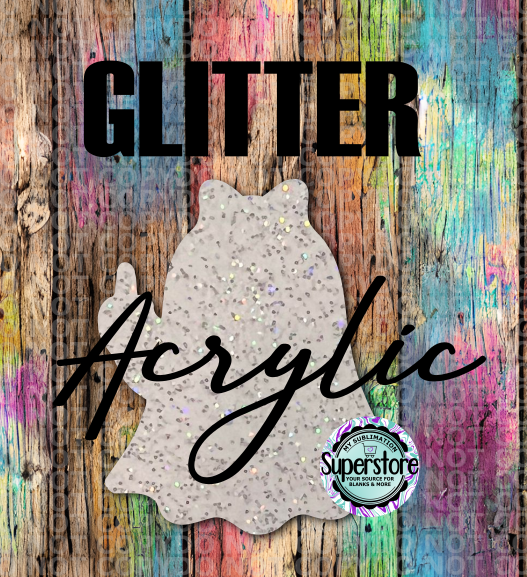 GLITTER Flipping Ghost -  With or Without Hole  - Sublimation Acrylic