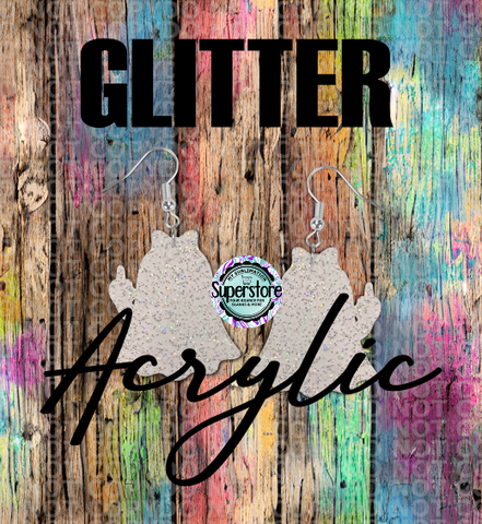 Glitter Acrylic Flipping Ghost -  Earrings - 5 & 10 pairs 1.5 & 2 inch size - Sublimation Acrylic