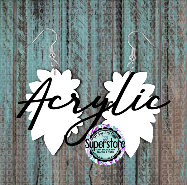 Clear Acrylic - Flower bundle -  Earrings -  5 & 10 pairs  1.5 & 2 inch size - Sublimation Acrylic