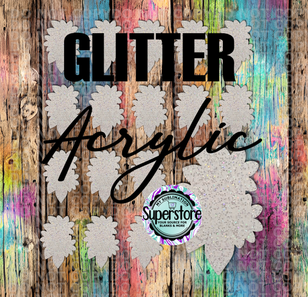 Glitter - Flower Bundle - Badge Reels - 10 or 20 count 1.5 & 2 inch size - Sublimation Acrylic