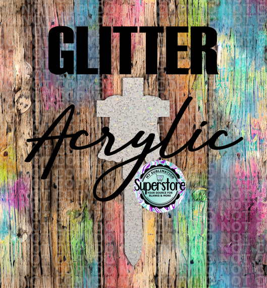 GLITTER - Cross Garden Stake - Sublimation Acrylic