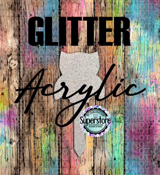 GLITTER - Owl Garden Stake - Sublimation Acrylic