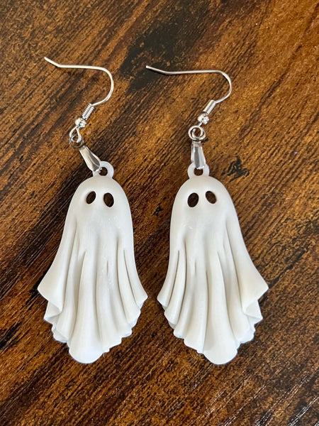 Ghost earrings with hooks or without- 1.5 or 2 inch size - bulk options