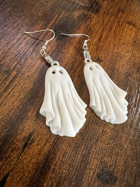 Ghost earrings with hooks or without- 1.5 or 2 inch size - bulk options
