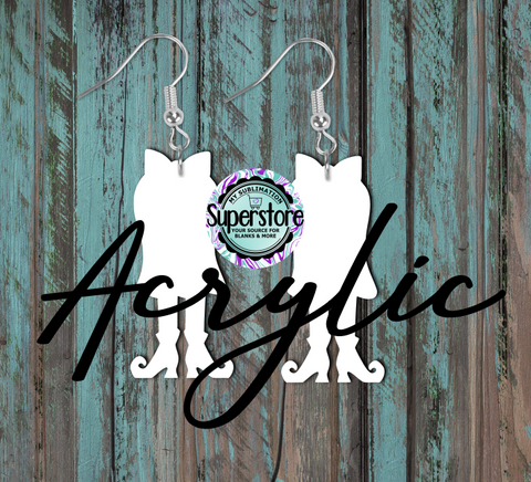 Clear Acrylic Ghost With Legs Earrings -  5 & 10 pairs 1.5 & 2 inch size - Sublimation Acrylic