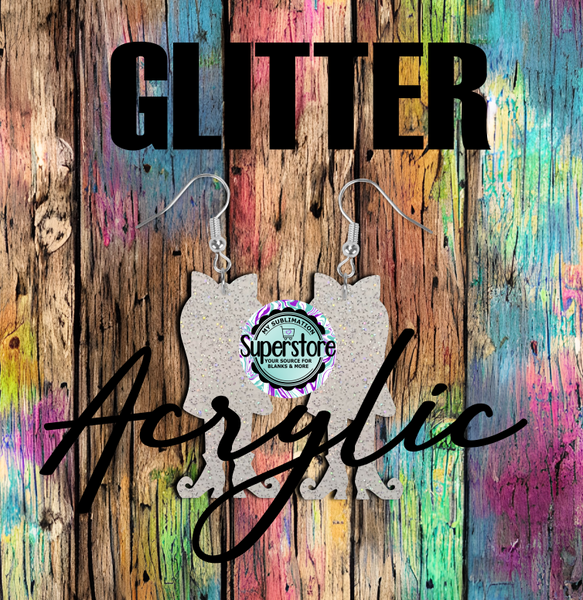 Glitter Acrylic Ghost With Legs -  Earrings - 5 & 10 pairs 1.5 & 2 inch size - Sublimation Acrylic