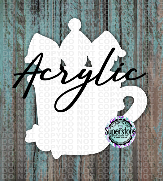 Clear Acrylic - Gingerbread Coffee Cup - 2,3,4,5 options -  Ornament -  With Hole  - Sublimation Acrylic