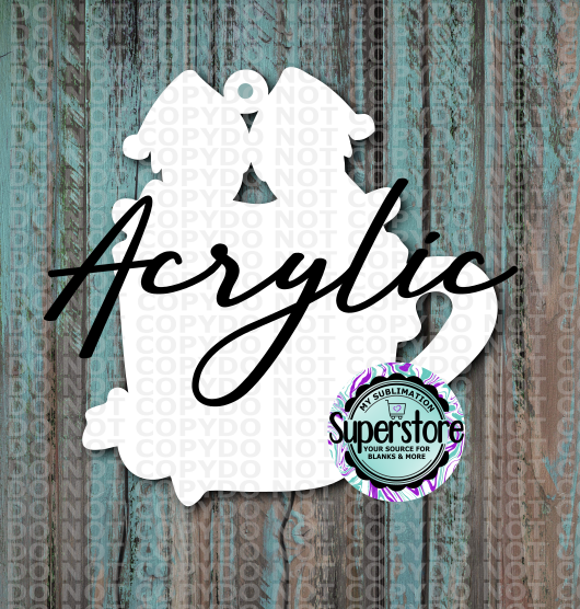 Clear Acrylic - Gingerbread Coffee Cup - 2,3,4,5 options -  Ornament -  With Hole  - Sublimation Acrylic