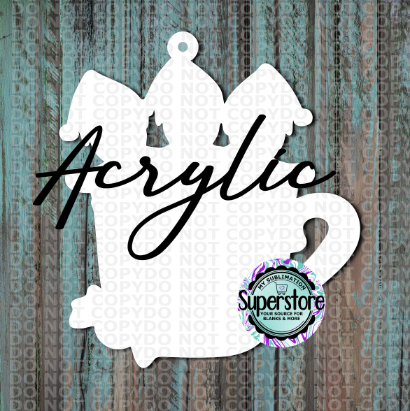 Clear Acrylic - Gingerbread Coffee Cup - 2,3,4,5 options -  Ornament -  With Hole  - Sublimation Acrylic