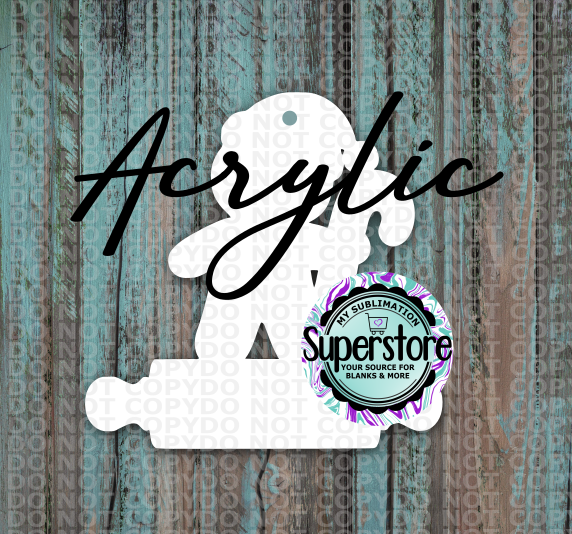 Clear Acrylic -  Gingerbread Boy With Rolling Pin -  With or Without Hole  - Sublimation Acrylic