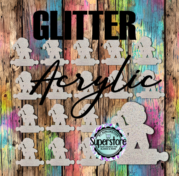 Glitter - Gingerbread Boy With Rolling Pin- Badge Reels - 10 or 20 count 1.5 & 2 inch size - Sublimation Acrylic