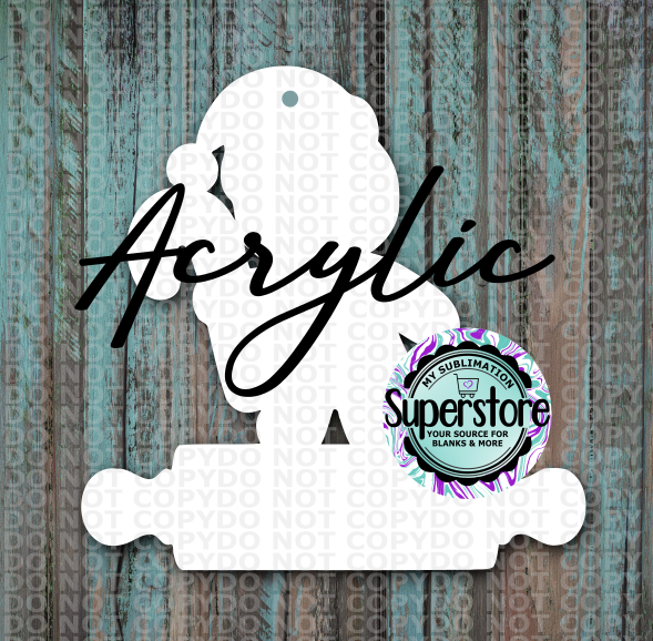 Clear Acrylic -  Gingerbread Girl With Rolling Pin -  With or Without Hole  - Sublimation Acrylic