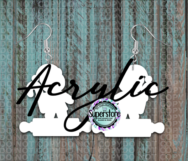 Clear Acrylic -  Gingerbread Girl With Rolling Pin -  Earrings -  5 & 10 pairs  1.5 & 2 inch size - Sublimation Acrylic
