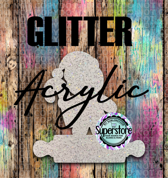 GLITTER Gingerbread Girl With Rolling Pin- With Hole  - Sublimation Acrylic