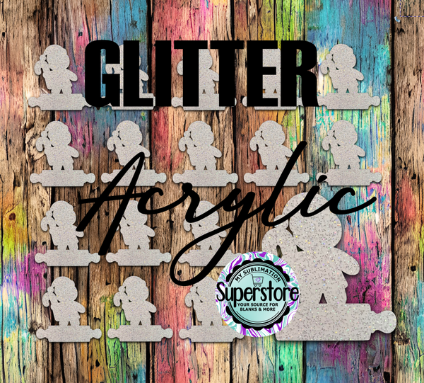Glitter - Gingerbread Girl With Rolling Pin- Badge Reels - 10 or 20 count 1.5 & 2 inch size - Sublimation Acrylic