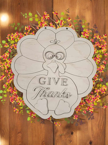 Give Thanks Turkey - unfinished Wood Round DIY Kit