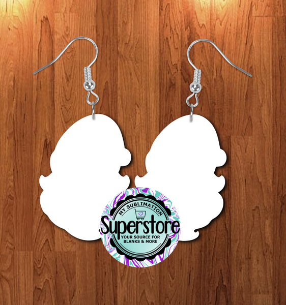 Santa Gnome Head - earrings 3 sizes 1 / 1.5 / 2 inch -  BULK PURCHASE 10pair - Single sided MDF