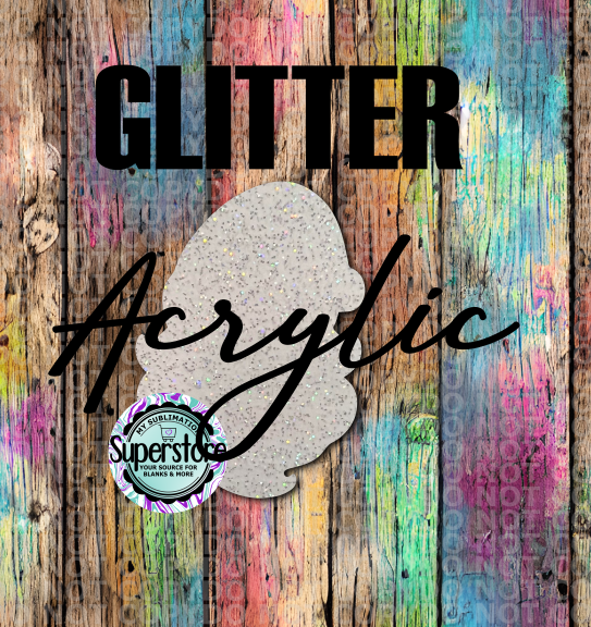 GLITTER  Santa Gnome Head - With or Without Hole  - Sublimation Acrylic