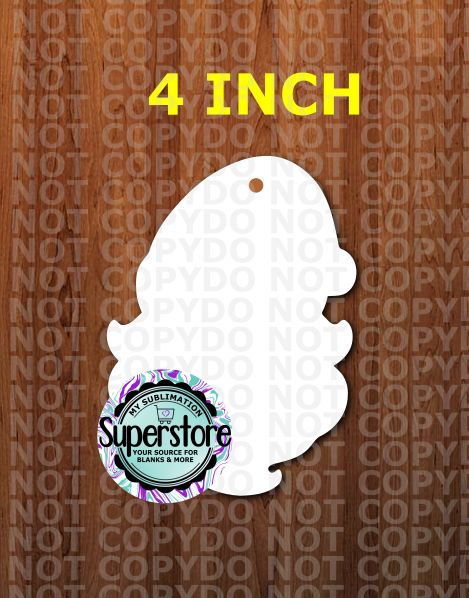 (4 inch) - Santa Gnome Head- With or Without Hole - MDF Single Sided