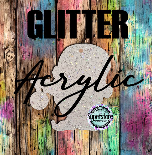 GLITTER Acrylic Gnome with bulb -  With or Without Hole  - Sublimation Acrylic