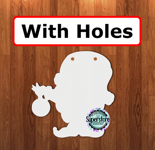 Gnome with bulb - WITH holes - Sublimation Blank MDF