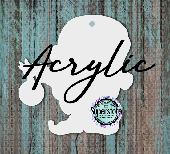 Clear Acrylic - Gnome with bulb -  With or Without Hole  - Sublimation Acrylic