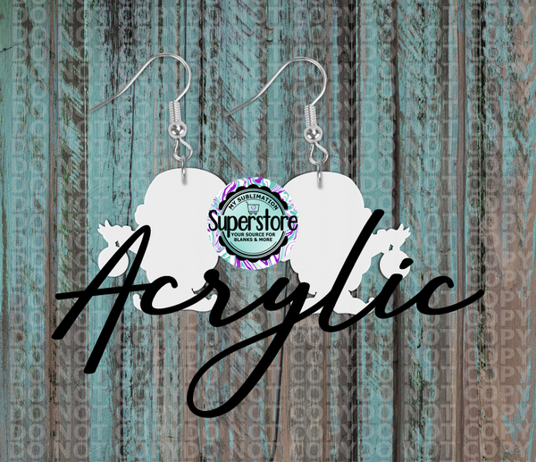 Clear Acrylic Gnome with bulb -  Earrings -  5 & 10 pairs 1.5 & 2 inch size - Sublimation Acrylic