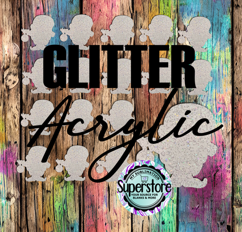Glitter Acrylic Gnome With Bulb - 10 or 20 count 1.5 & 2 inch size - Sublimation Acrylic