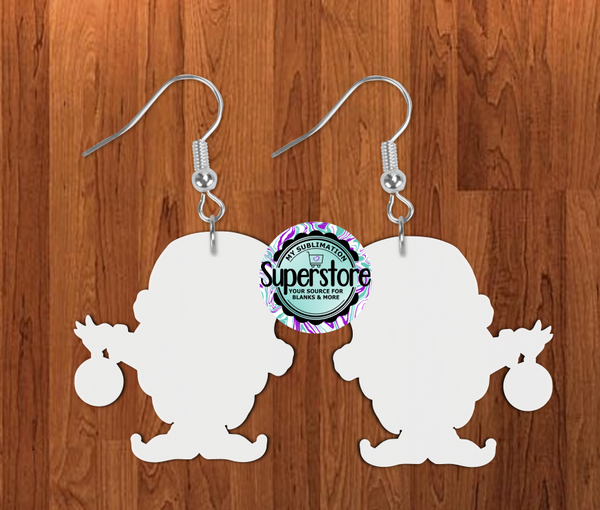 Gnome with bulb earrings size 1 inch, 1.5 inch or 2 inch MDF - BULK PURCHASE 10pair