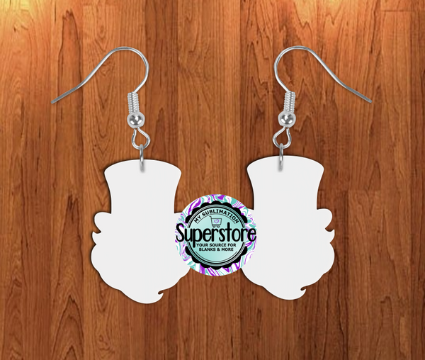 Gnome With Top Hat- earrings 3 sizes 1 / 1.5 / 2 inch -  BULK PURCHASE 10pair - Single sided MDF