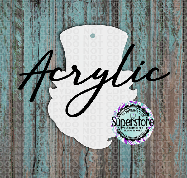 Clear Acrylic - Gnome With Top Hat -  With or Without Hole  - Sublimation Acrylic
