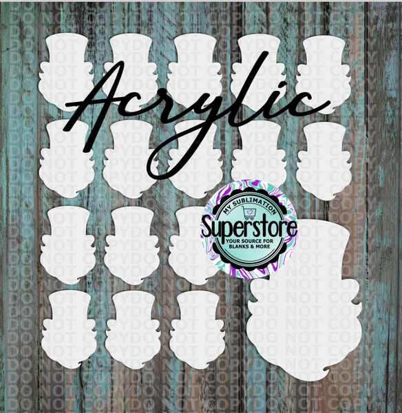 Acrylic Gnome With Top Hat - 10 or 20 count 1.5 & 2 inch size - Sublimation Acrylic