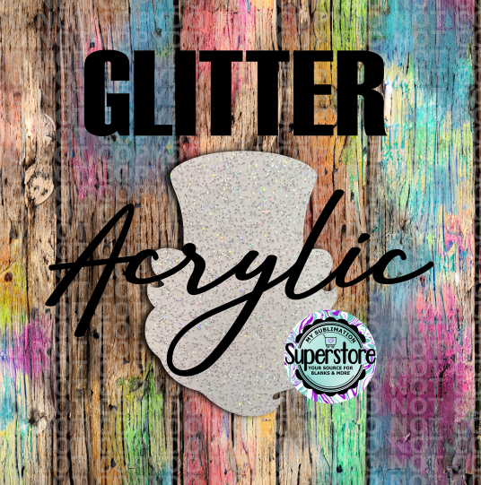GLITTER  Gnome With Top Hat - With or Without Hole  - Sublimation Acrylic
