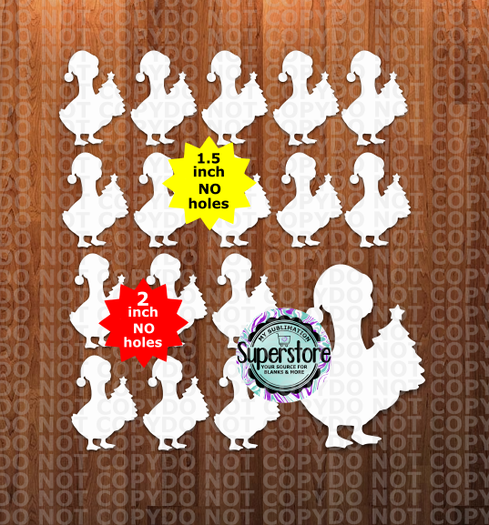 Christmas Tree Goose - 10 or 20pc bundle - 1.5 or 2 inch size (great for badge reels & hairbow centers)