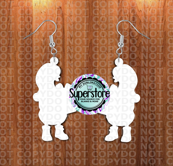 Goose With Gift - earrings 3 sizes 1 / 1.5 / 2 inch -  BULK PURCHASE 10pair - Single sided MDF