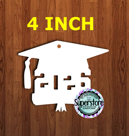 (4 inch) -  Graduation 2026 Cap & Paper - With or Without Hole - MDF Single Sided