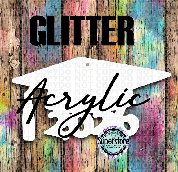 GLITTER  Graduation Cap 2026 - With or Without Hole  - Sublimation Acrylic