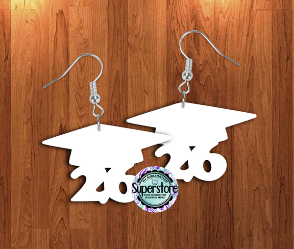 Graduation 26 earrings 2 sizes  1.5 / 2 inch -  BULK PURCHASE 10pair - Single sided MDF