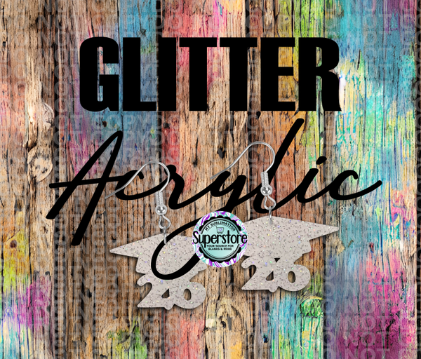 Glitter Acrylic Graduation 26 -  Earrings - 5 & 10 pairs 1.5 & 2 inch size - Sublimation Acrylic
