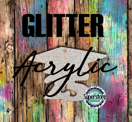 GLITTER Acrylic Grad Cap 25  -  With or Without Hole  - Sublimation Acrylic