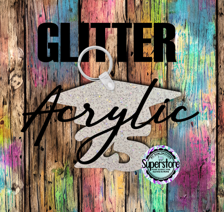 Glitter - Acrylic  Grad Cap 25 - Keychain -  Sublimation Glitter Acrylic 2.50